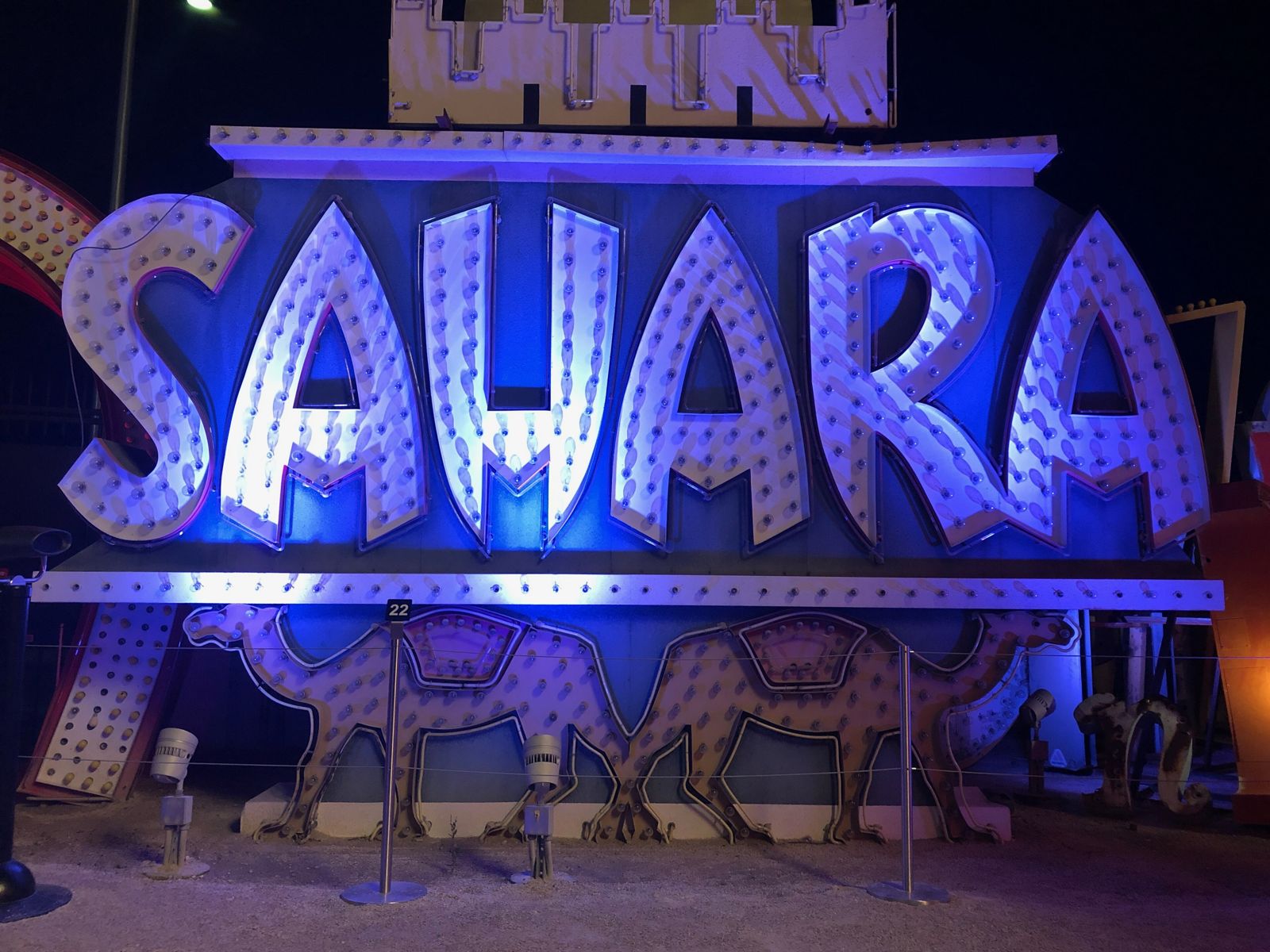 The vintage Sahara sign at the Neon Museum boneyard in Las Vegas